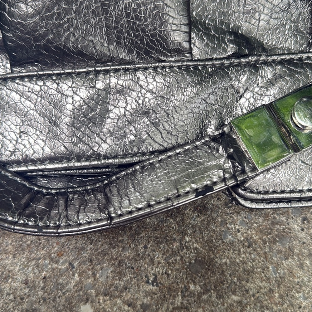 Two items! Metallic Silver Clutch and Adrienne Vittadini Rose Gold Card Holder - Picture 7 of 12